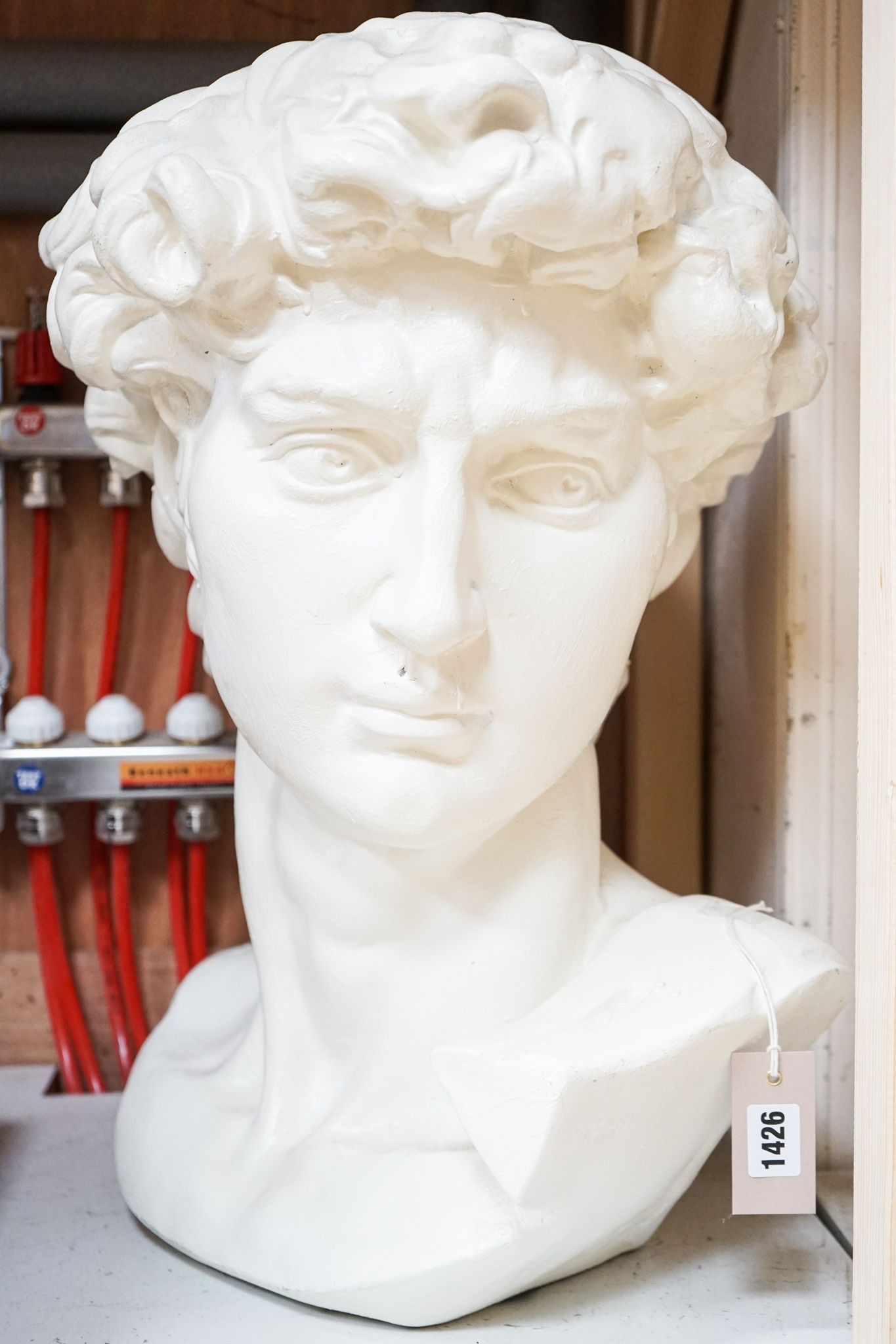 After Michelangelo large white painted composition portrait bust, 'David' 60cm